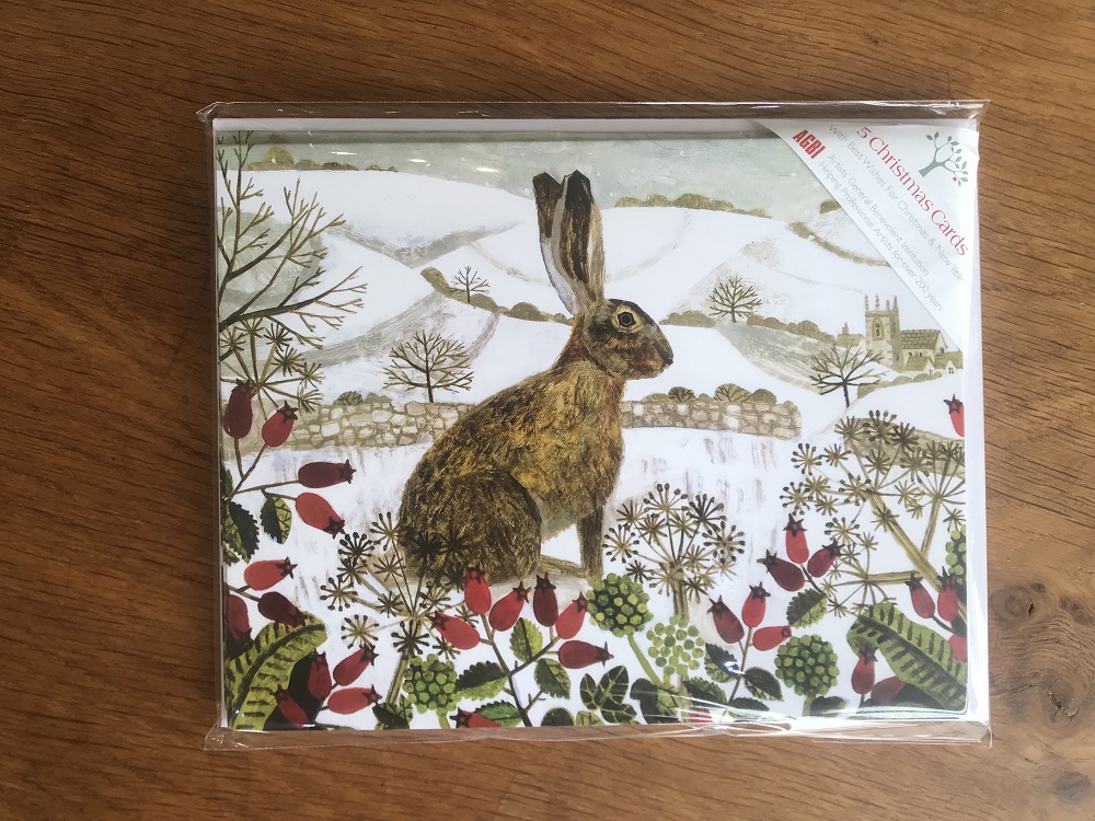 Seated Hare in the Snow - Multipack of 15 Christmas cards